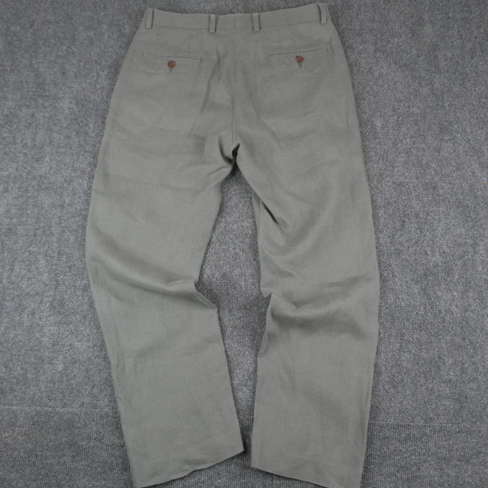 Lauren Ralph Lauren 100% Linen Pants Mens 32W x 30L Sage Green Dress Trousers